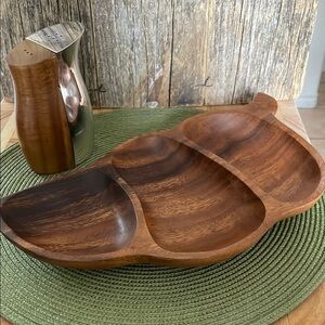 Brown Wooden Sectioned Serveware Platter